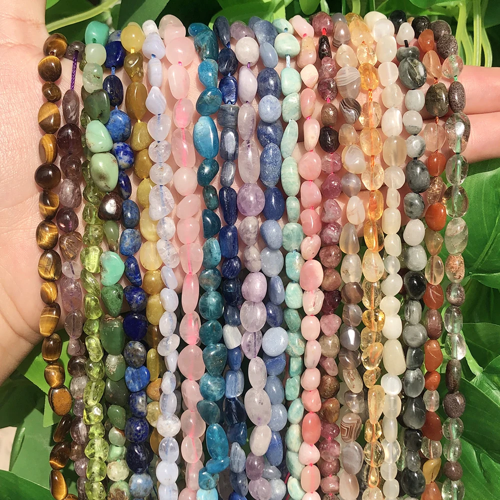 

Natural Irregular 5-8MM Jades/Agates/Tiger Eye/Sunstone/Amazonite Loose Stone Beads for Beadwork Jewelry Making