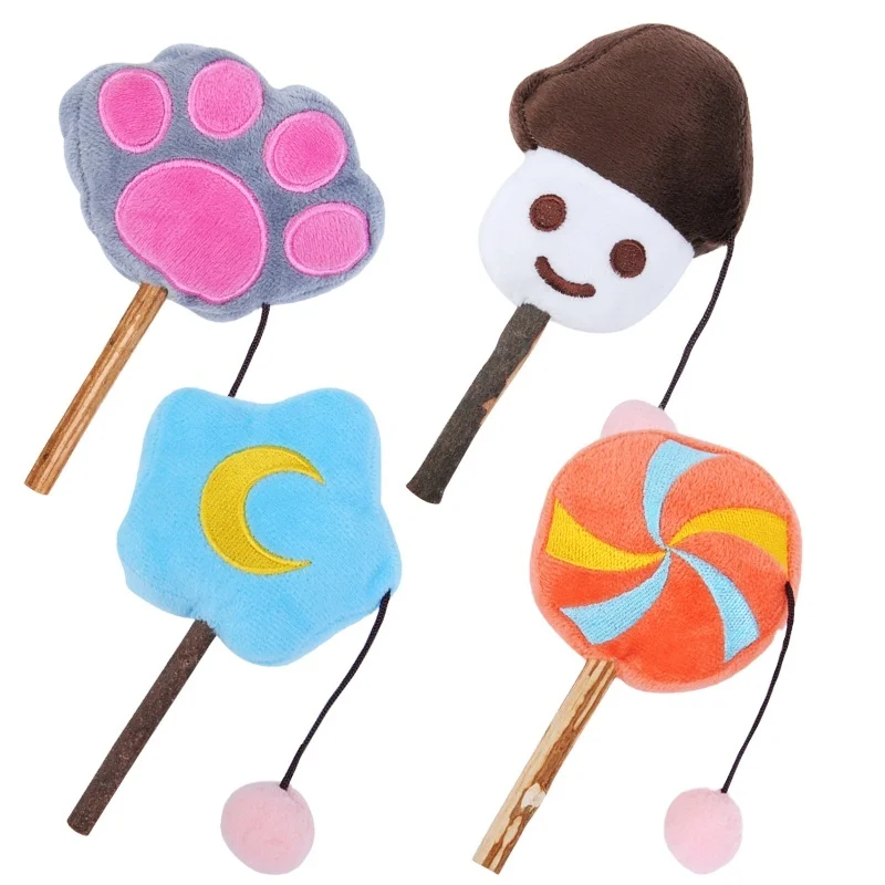 

2020 new cat toy molars tease cat sticks handmade plush rattle Musianliao catmint lollipop