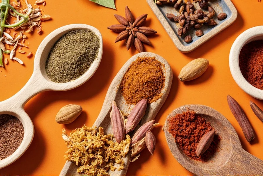 Assorted Mediterranean Spices on Wooden Tray