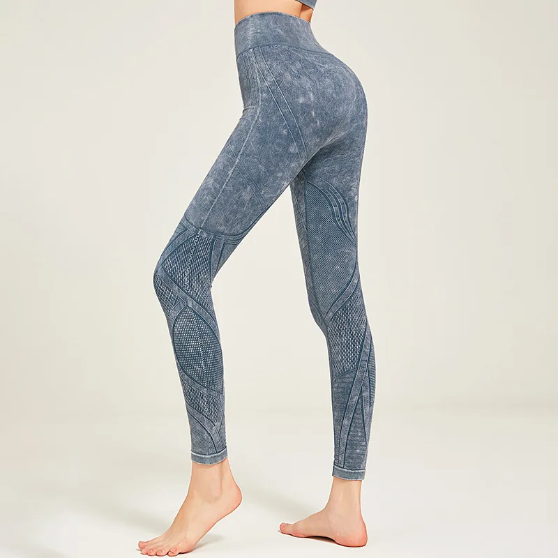 

2021 exercise Washed Tie Dye tummy control booty peach leggings for women