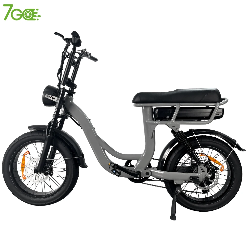 

EU NL US warehouse 20 Inch E Bike 250w 500w 750w 48V big saddle electric cycle for women 7 Speed Fat Tire step through bicycle