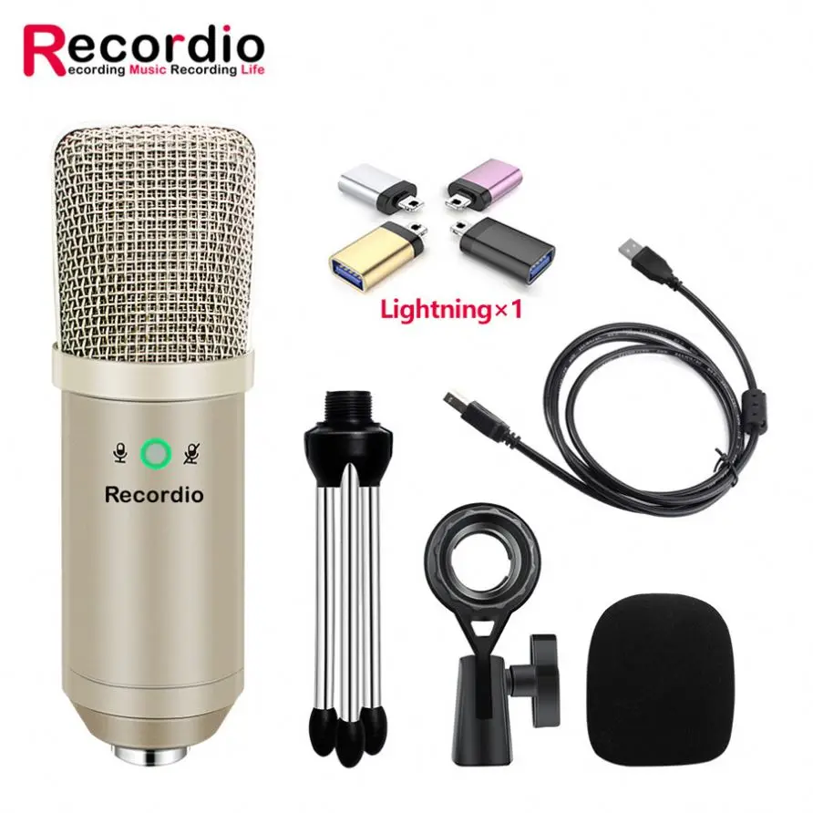 

GAM-U08 Hot Selling Professional Wired Microphone Condenser Microphone With Shock Mount For Broadcast With CE Certificate, Black,champagne