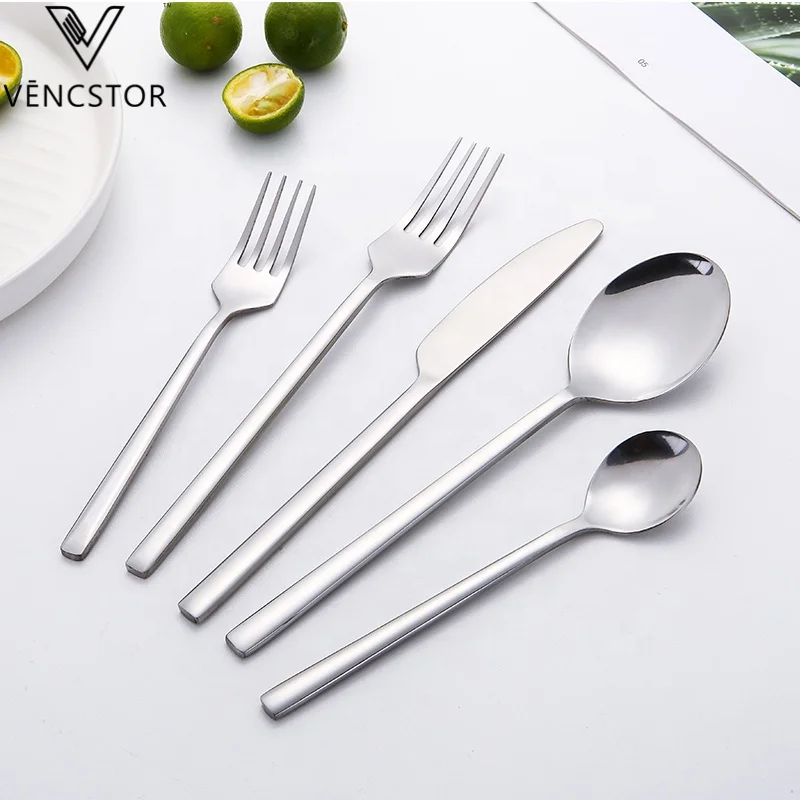 

Restaurant Silver Flatware Set Dinner Knife Spoon Fork Stainless Steel Cutlery, Silver/gold/black