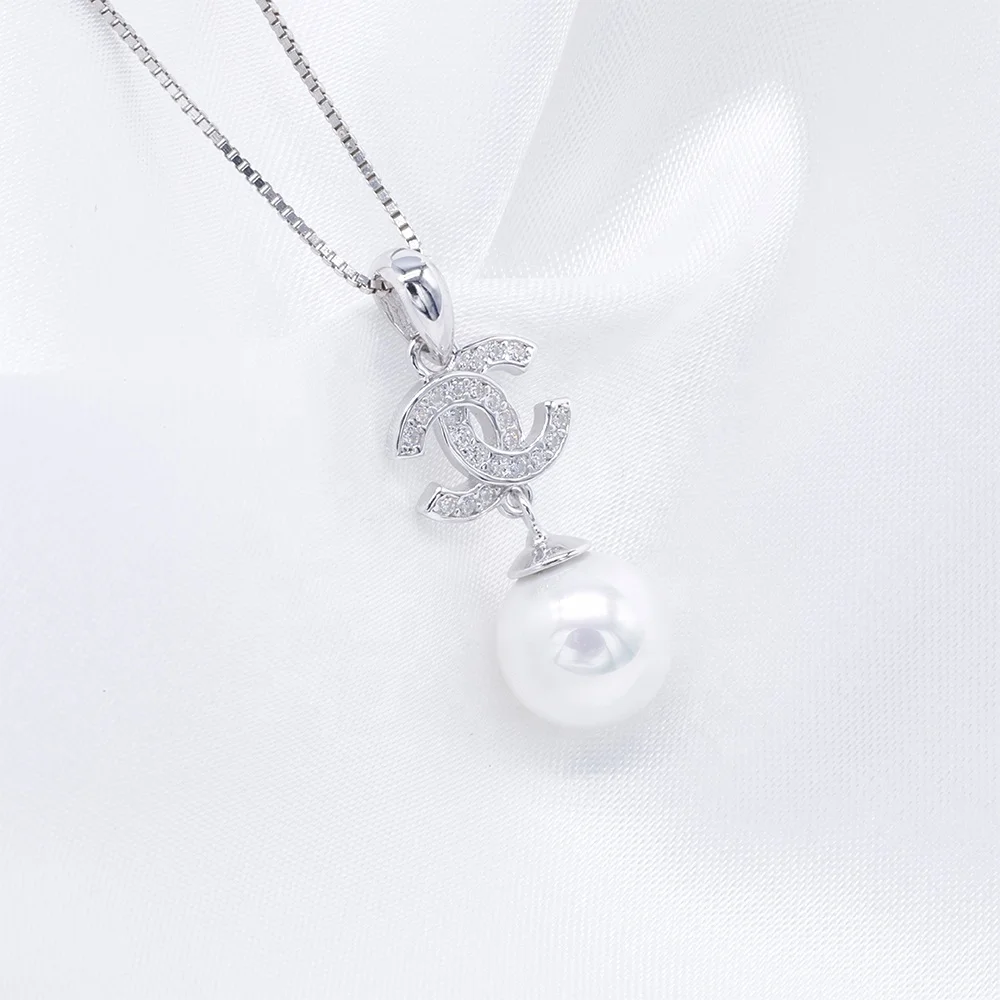 

P010 DIY Natural Real Freshwater pearl charm pendant accessory 925 sterling silver for women without chain