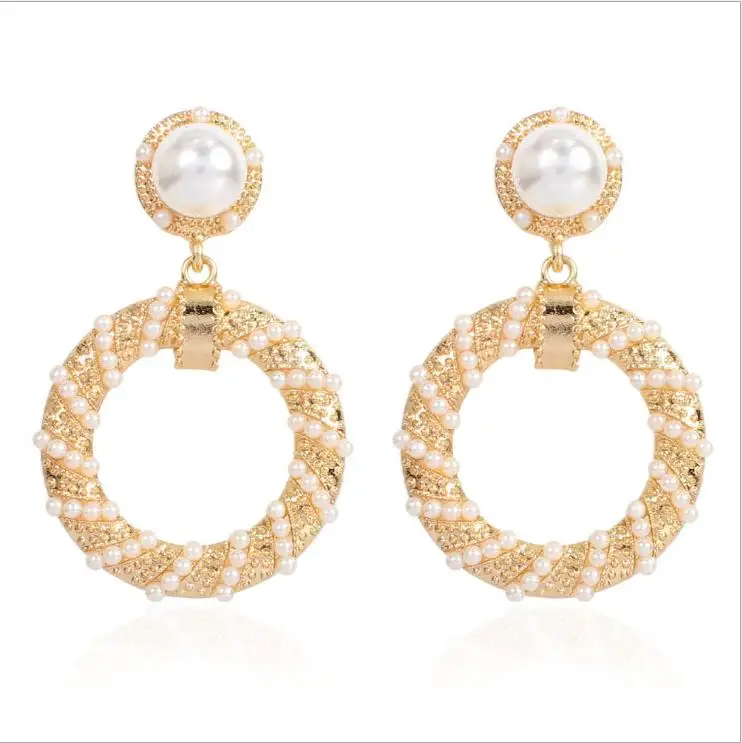 

Round Pearl Dangle For Women Ladies Gold Drop Earring Jewelry