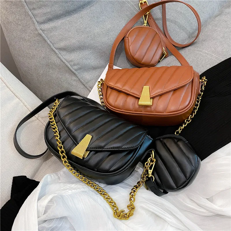 

Small Pu Leather Shoulder Bag For Women 2022 New Purse And Handbags Female Travel Crossbody Bag Ladies Chain Sling Bag, As pics