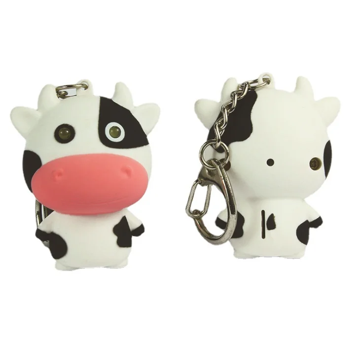 

BS-077 light emitting sound cute animal cow mobile phone case accessories key chain accessories manufacturers customized batch