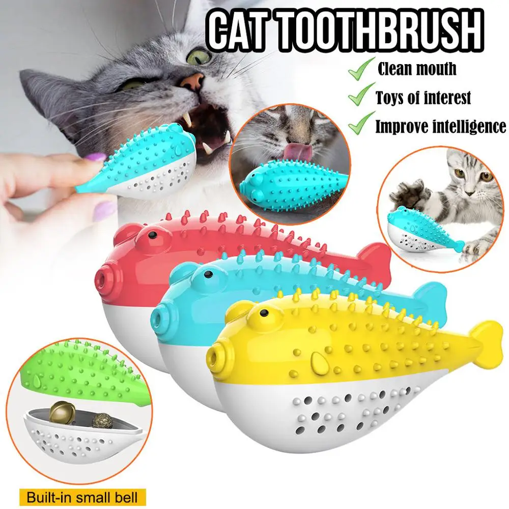

Cat Fish Shape Toothbrush Refillable Catnip Simulation Fish Teeth Cleaning Chew Molar Funny Kitten Pet Cat Dog Chew Toy Toys