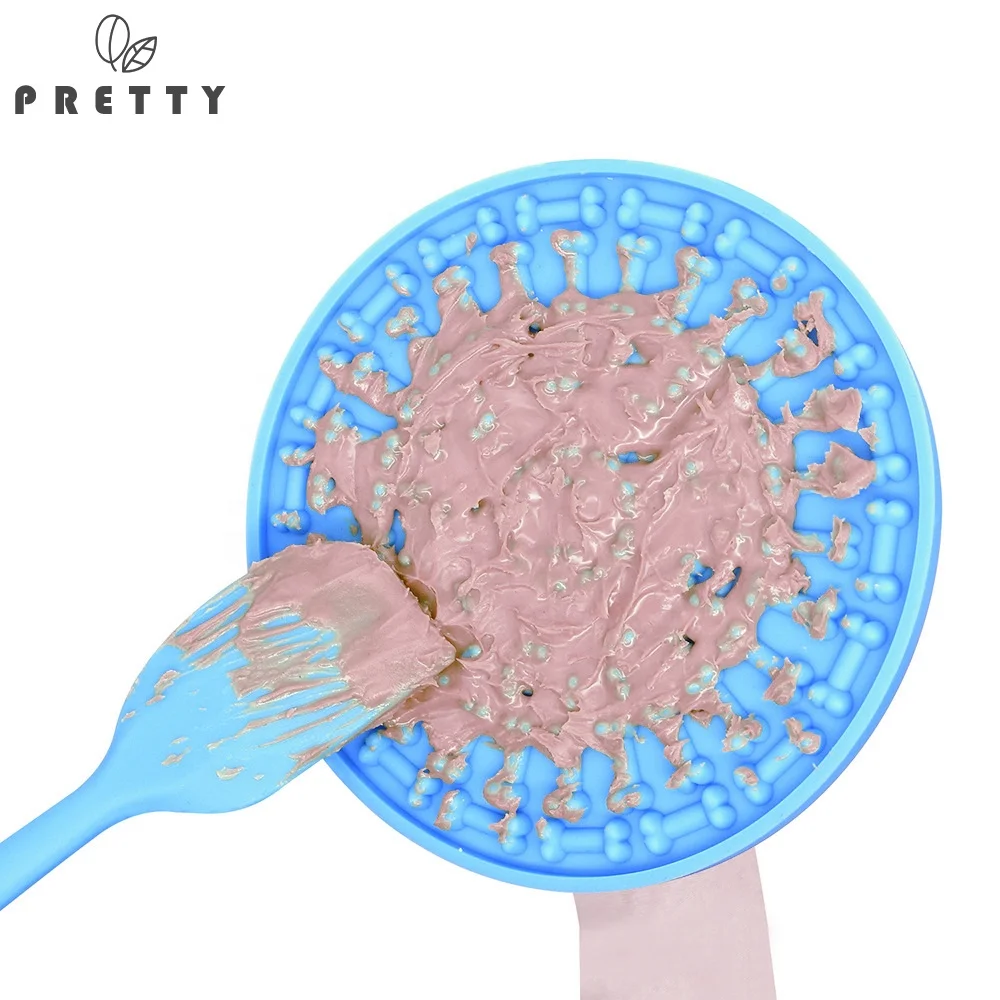 

Pretty round shape food pad pet sucker bowl slow dispensing treater puppy supplies silicone dog bath lick pad