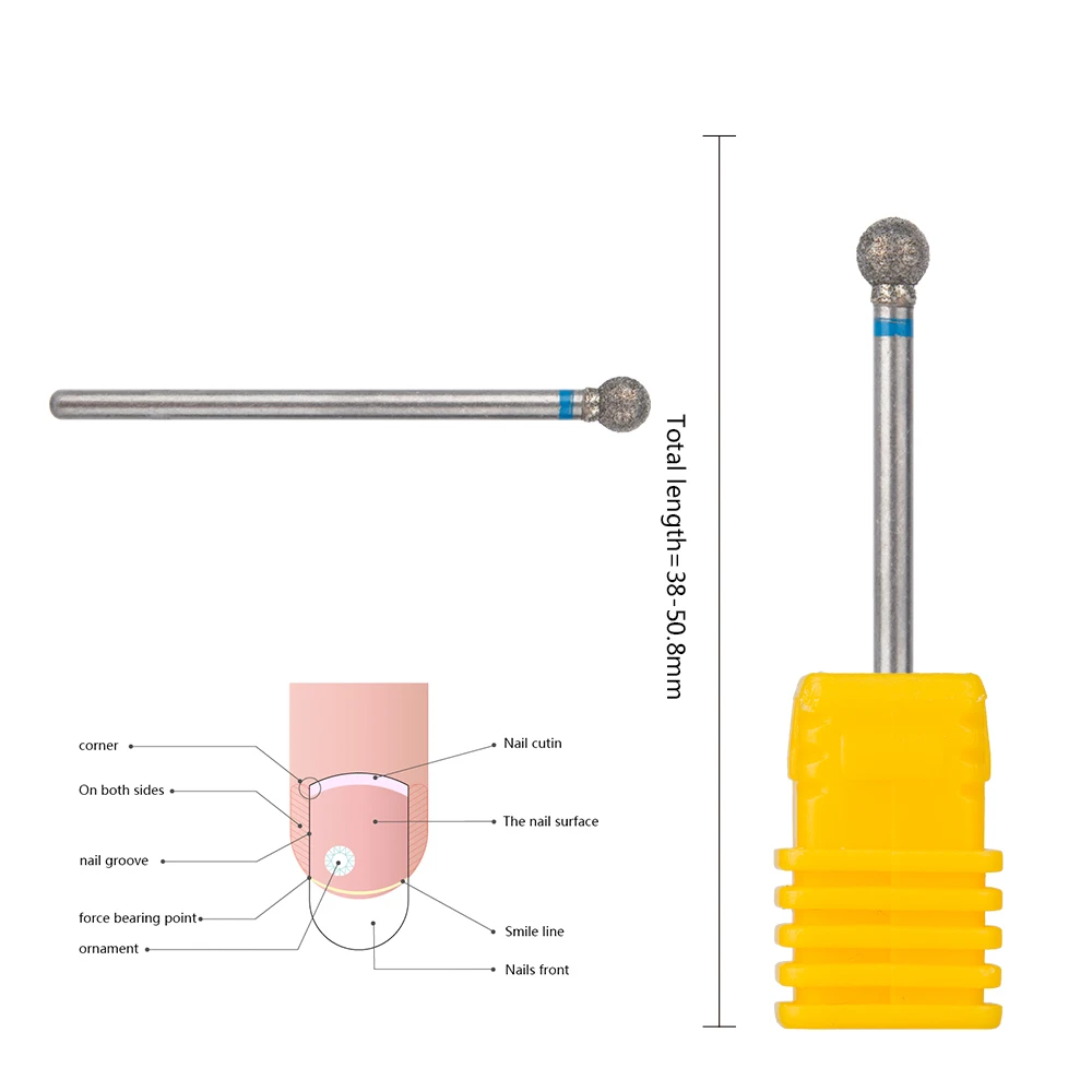 

Professional ball diamond nail drill bit rotary burr cuticle clean bits