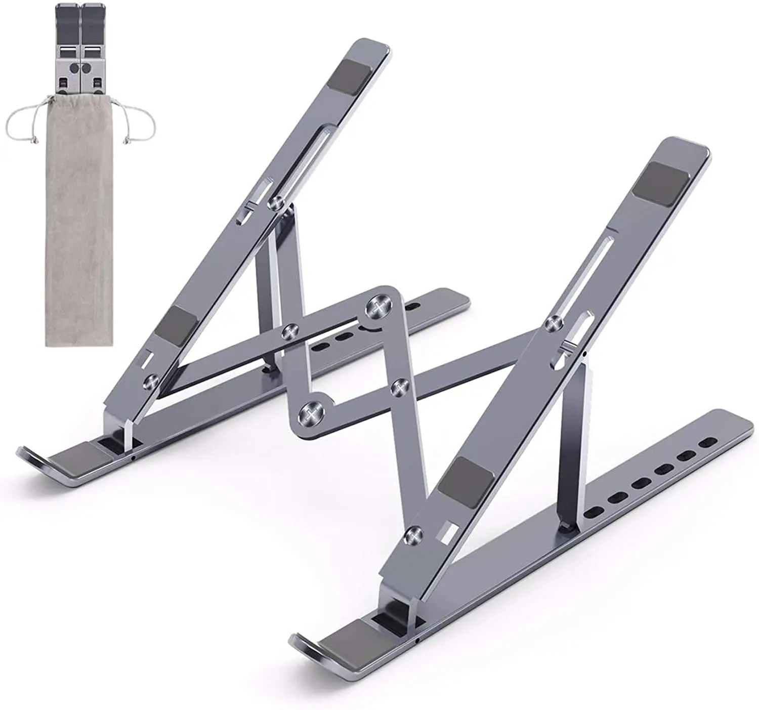 

Height Adjustable Folding Portable Aluminum Vertical Laptop Cooling Stand, Silver