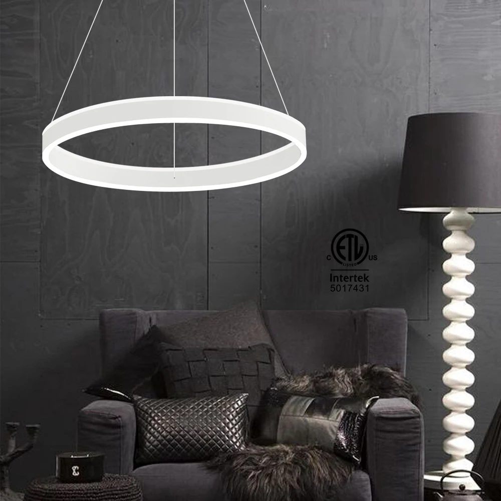 

ETL cETL Certificate Smart Chandelier LED Lamp 3000/4000/6000K Color Changing with Dimmable Hanging Rings Pendant Light