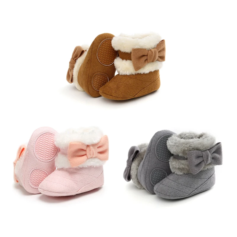 

3 Color New Baby bow Cotton boots Newborn Baby Boys Girls Winter keep warm First Walkers Shoes Infant Toddler Soft Shoes B1, As photo