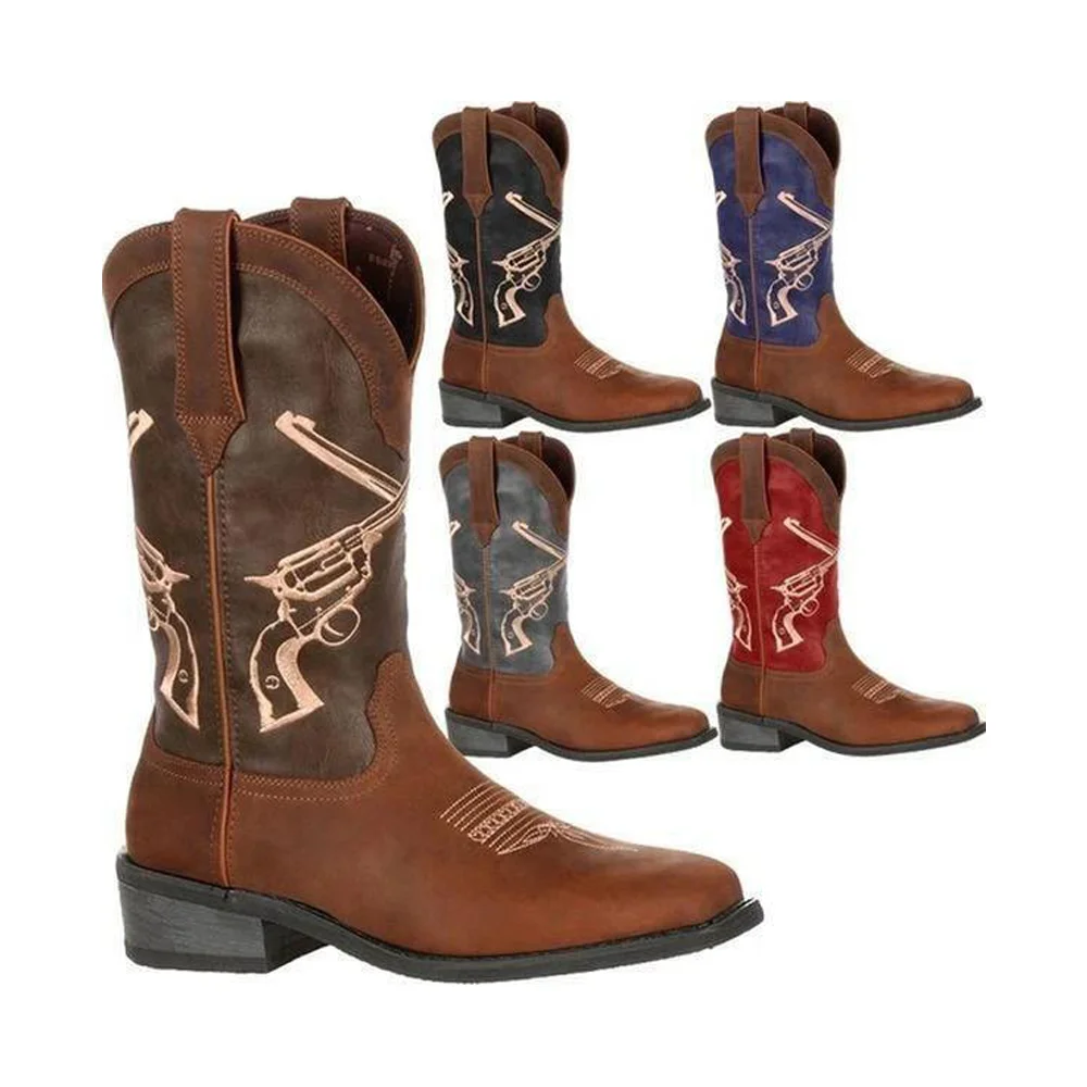 

Men's High Top Square Toe Embroidered Cowboy Boots