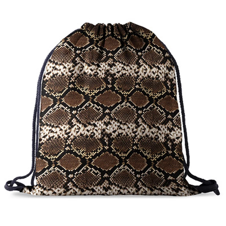 

New product colorful printed 3D digital printed snakeskin drawstring bag, As picture