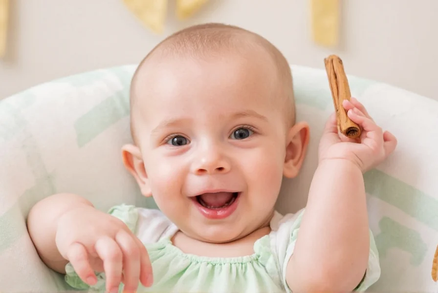 Parent preparing cinnamon-spiced baby food in kitchen