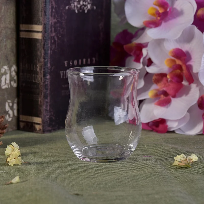 Empty high machine blown candle vessel glass tea light candle jar living roon decor supplier