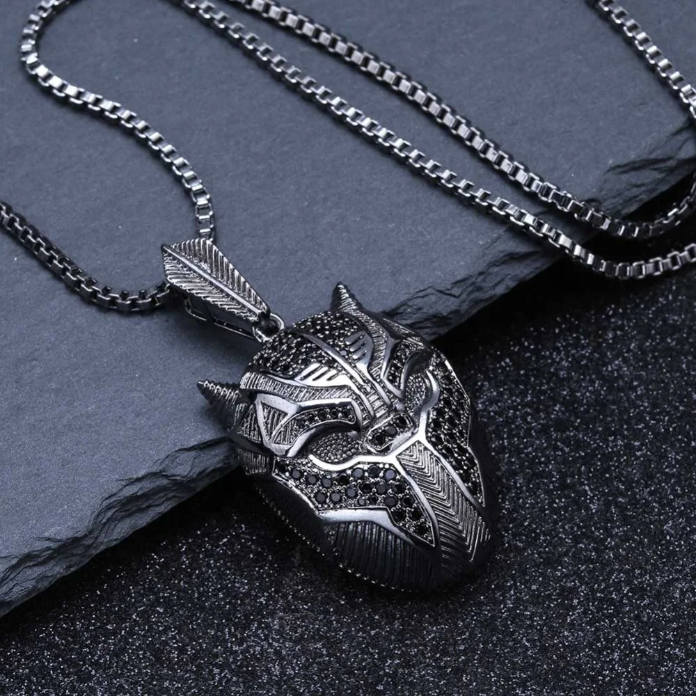 

Hip Hop Iced Out Black Panther Pendant Necklace Men Jewelry Gifts With Box Chain 24"