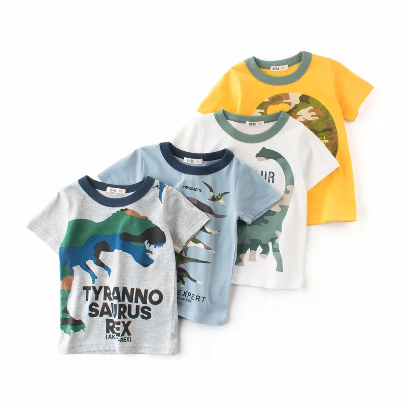 

Hot Sale Summer Style Kids Boy Multiple Colors T Shirts With Nice Dinosaur Print