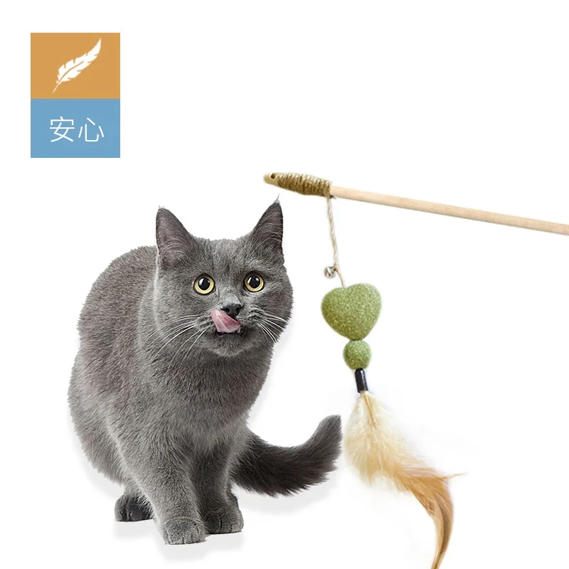 

Cat toy mint teasing cat stick wood polygonum feather bell stick teasing cat manufacturers wholesale, Picture showed