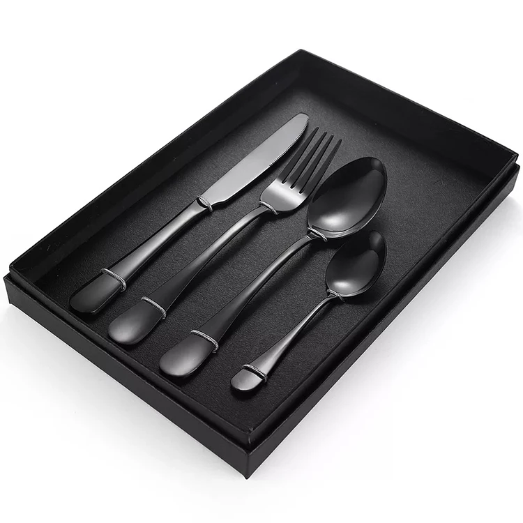 

Amazon Hot Rose Gold Party 20-Piece Silverware Black Oem Pvd Titanium Plated Matte Spoons And Forks Flatware Set, Silver/rose gold/gold/black/multi color