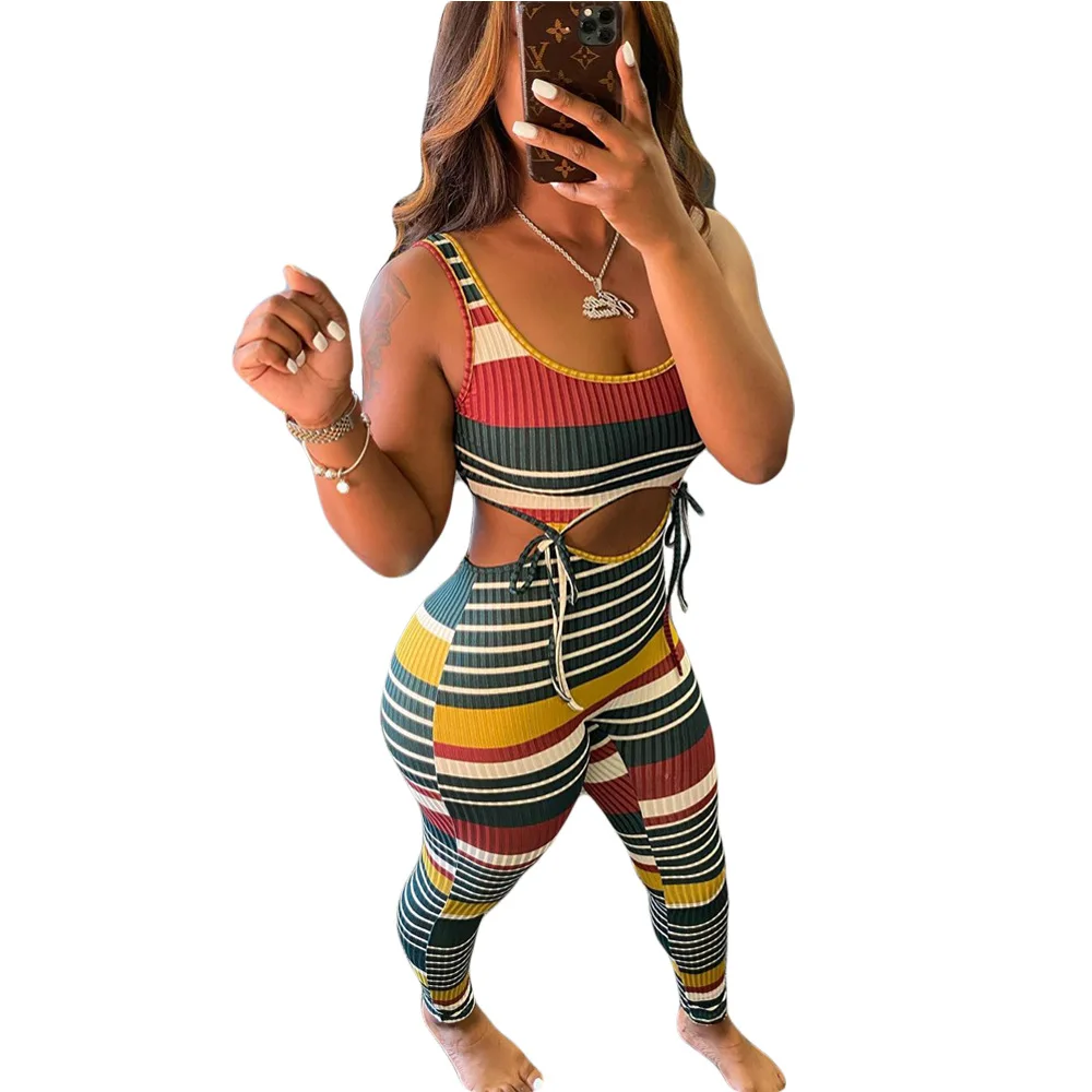 

2021 Women's Stripe Pants Summer Sets Long Pants Top Nightclub Sport Sets Women Two Piece 2 Piece Set Women