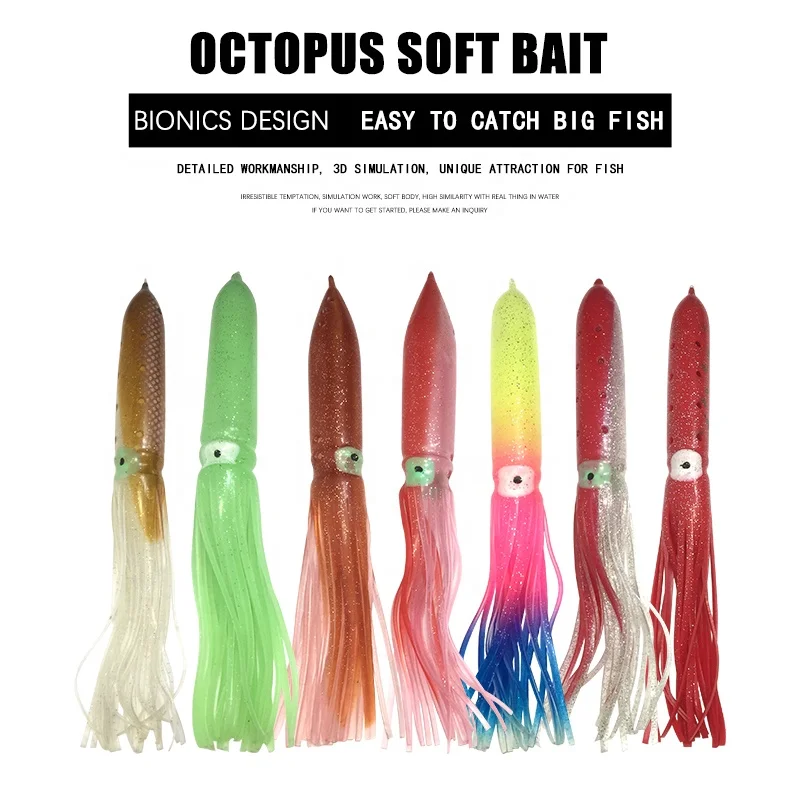 

24cm-30cm bulb squid octopus skirts soft plastic fishing saltwater fishing tackle factory direct sale wholesale skirt lures, Display in figure,customizable