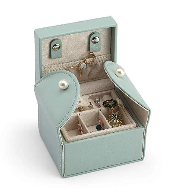 
2019 best selling customized luxury wholesale gift packaging green pu leather portable travel jewelry box 