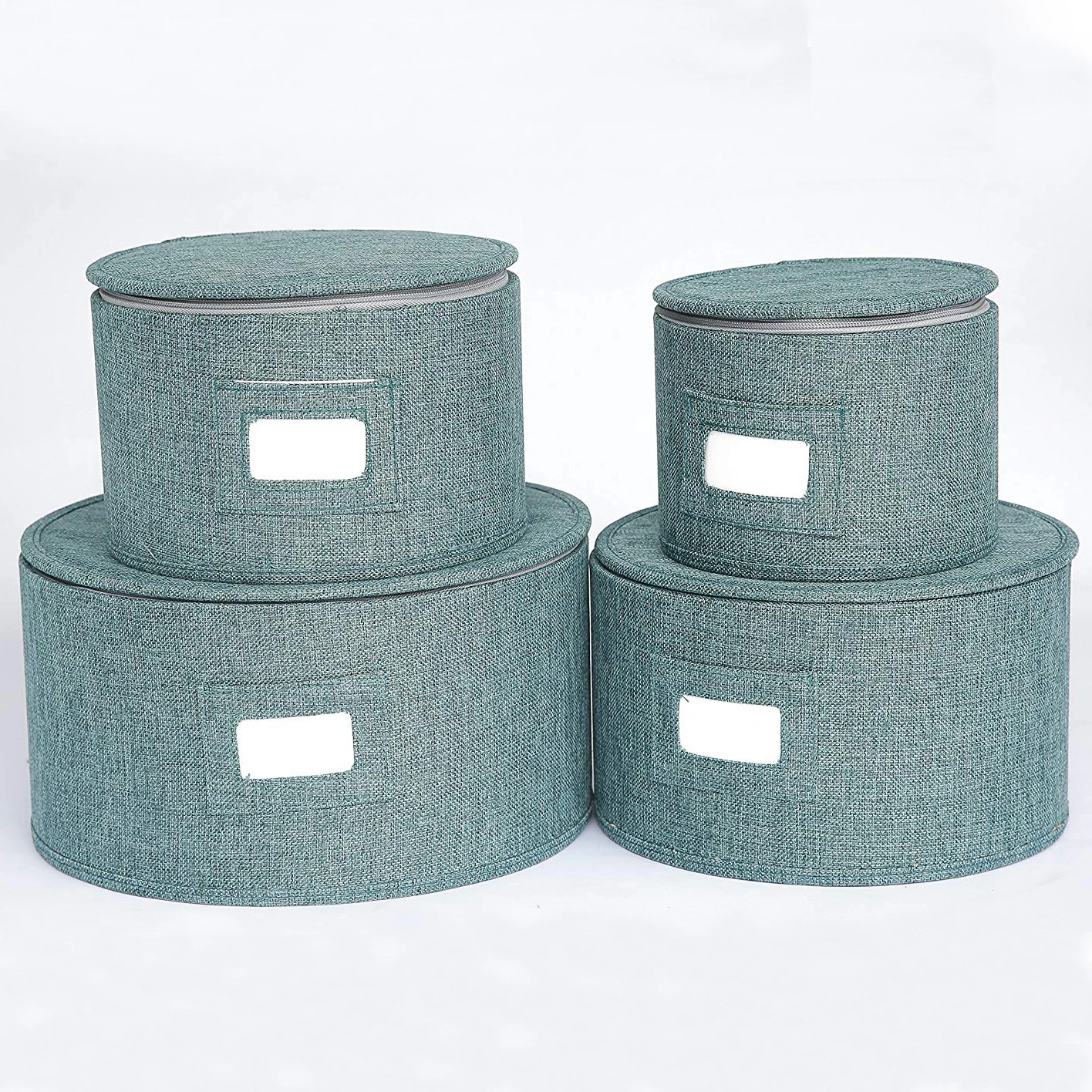 4 Piece Storage Set China Dinnerware Storage Containers Teal Hard Shell