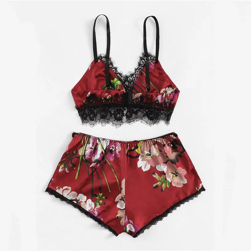 

JF OEM Satin Designer Dormir Lace Suits Ladies Women Silk Vestaglia Clothes Night Wear Sexy Women's Sleepwear Pajama Set