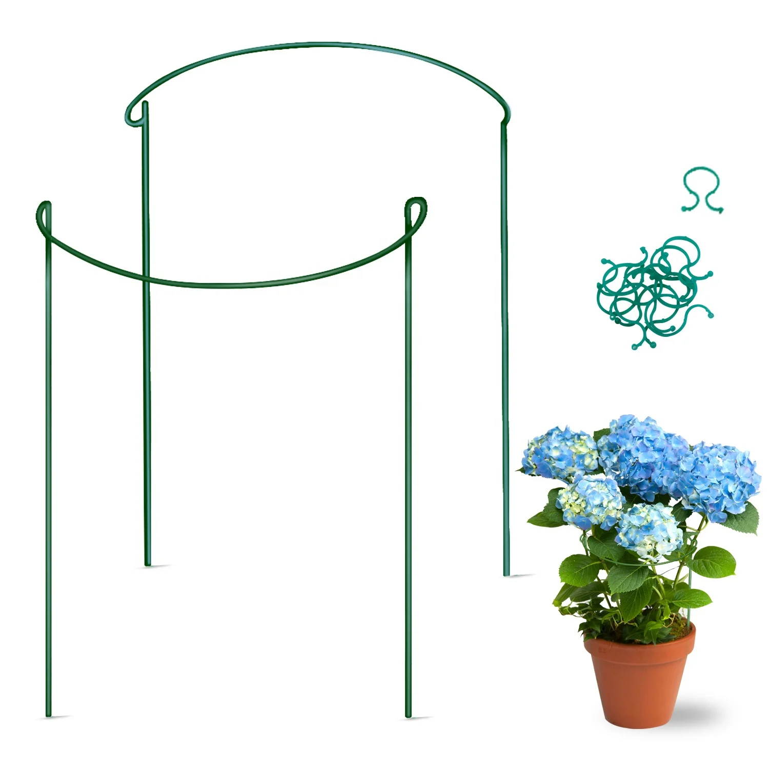 Details about   Plant Support Stake Half Round Metal Garden Plant Support Ring Steel w/ Plastic 