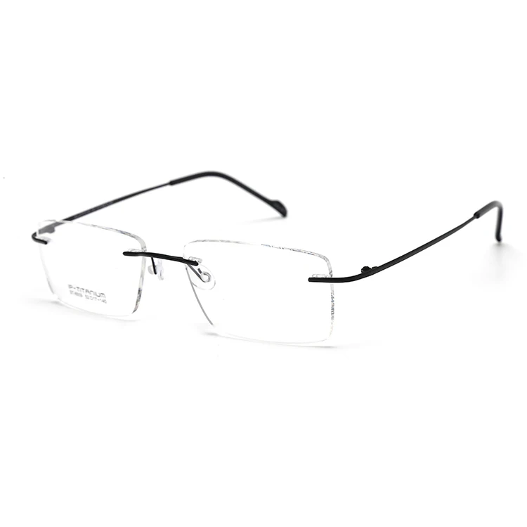 

Professional eyewear supplier high standard rectangle shape titanium rimless glasses optical frames for men