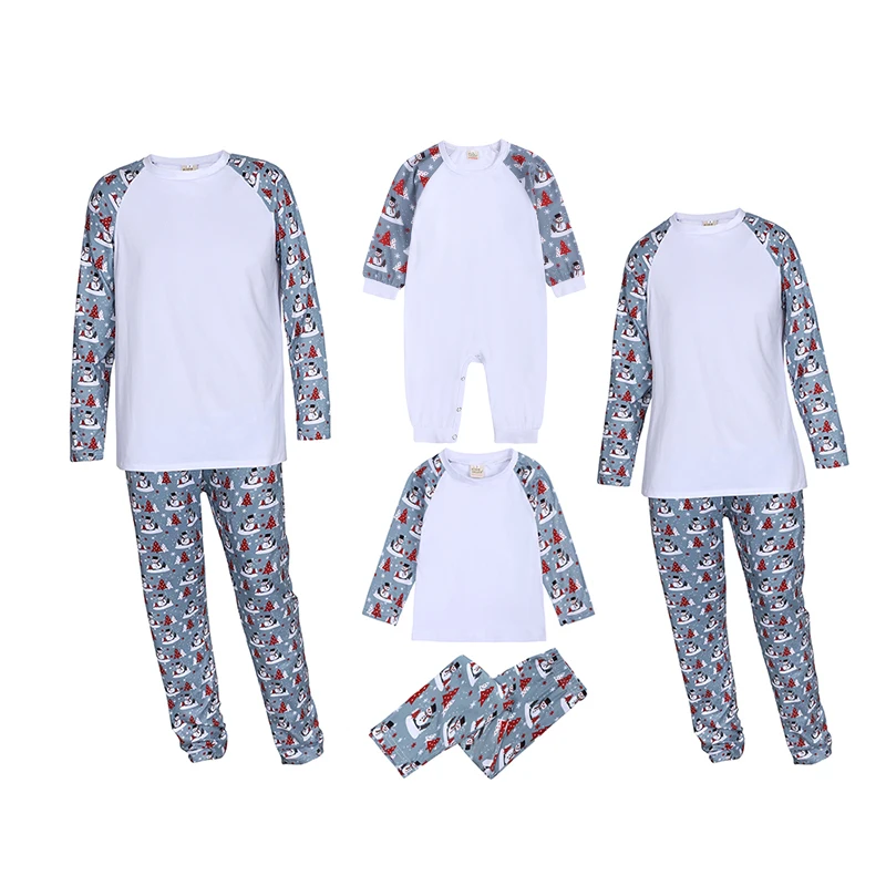 

Blank Customize Family Matching Pajamas Set Polyester Long Sleeve Family Christmas Pajamas, As picture
