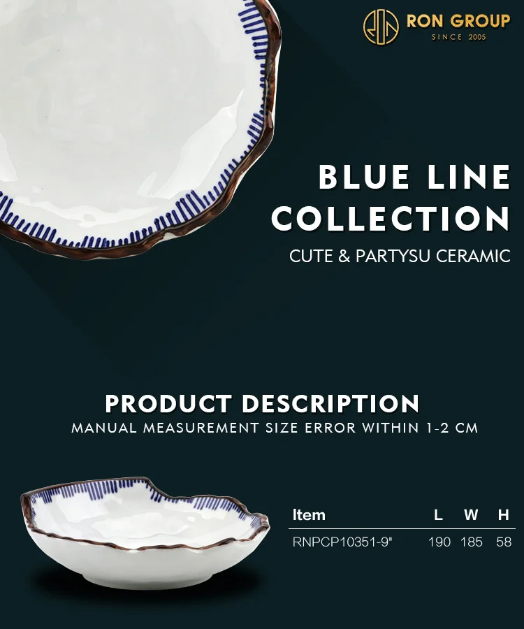 hot sale chinese blue white Irregular shape bowl dinner porcelain restaurant vintage dinnerware fine ceramic bowls