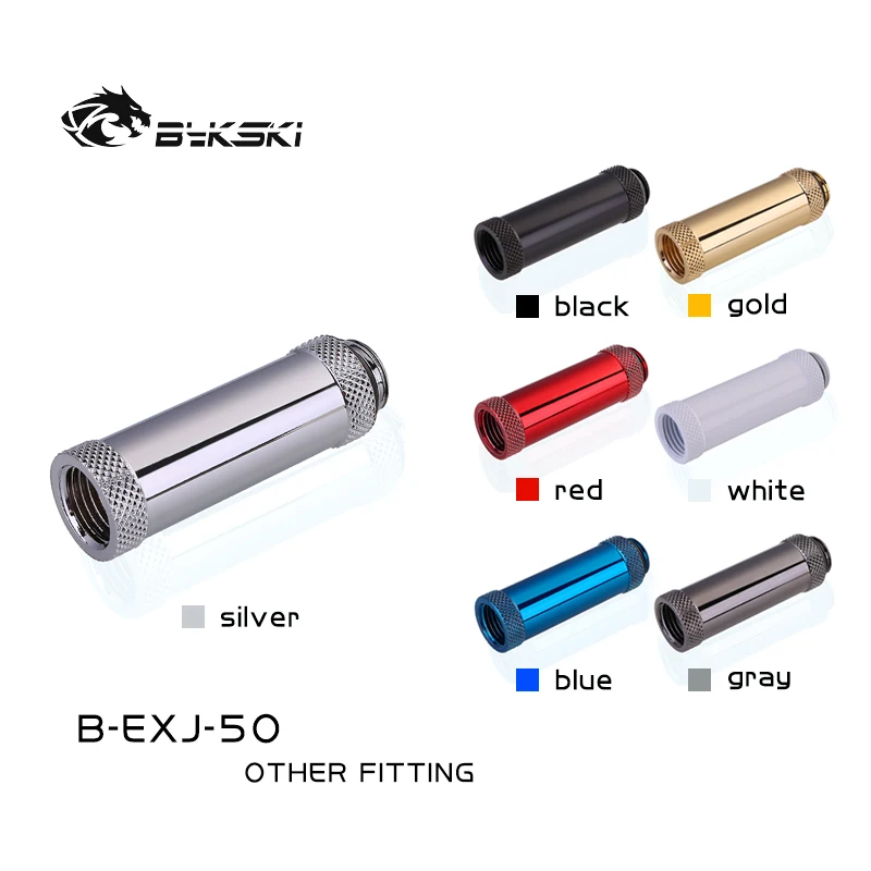 

Bykski Extention Fitting, 7.5mm 10mm 15mm 20mm 25mm 30mm 35mm 40mm 50mm G1/4 Thread M-F, Water Cooling Connector 7 Colors, B-EXJ, Blue,gold.red,silver,black,white,grey 7 colors