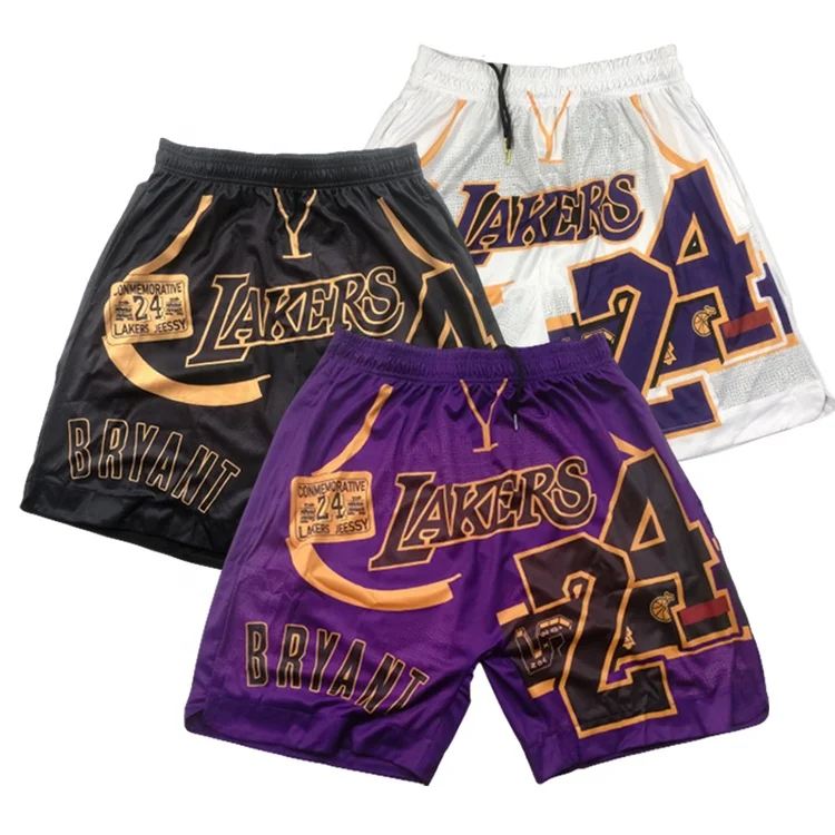 

Dropship Top Quality Digital Printing Mesh Laker s Mens Kobe Bryant 24 Casual Outdoors Workout Sports Basketball Shorts Wear