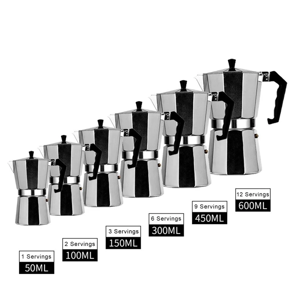 

portable Italy 1/3/6 cup aluminum moka pot coffee maker electric coffee kettle stove top other coffee maker, Customized color