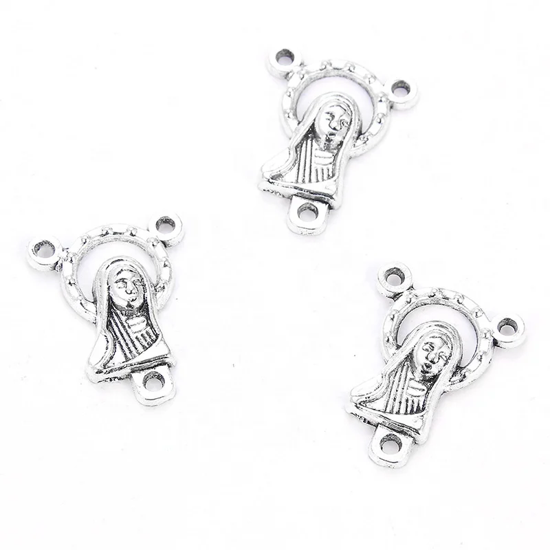 

Silver plating hole alloy rosary center Catholic religious Virgin Mary rosary New accessories DIY Jewelry Accessories
