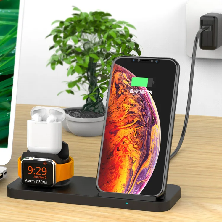 

3 in 1 smart station for iPhone air pods Apple Watch Charge Dock holder