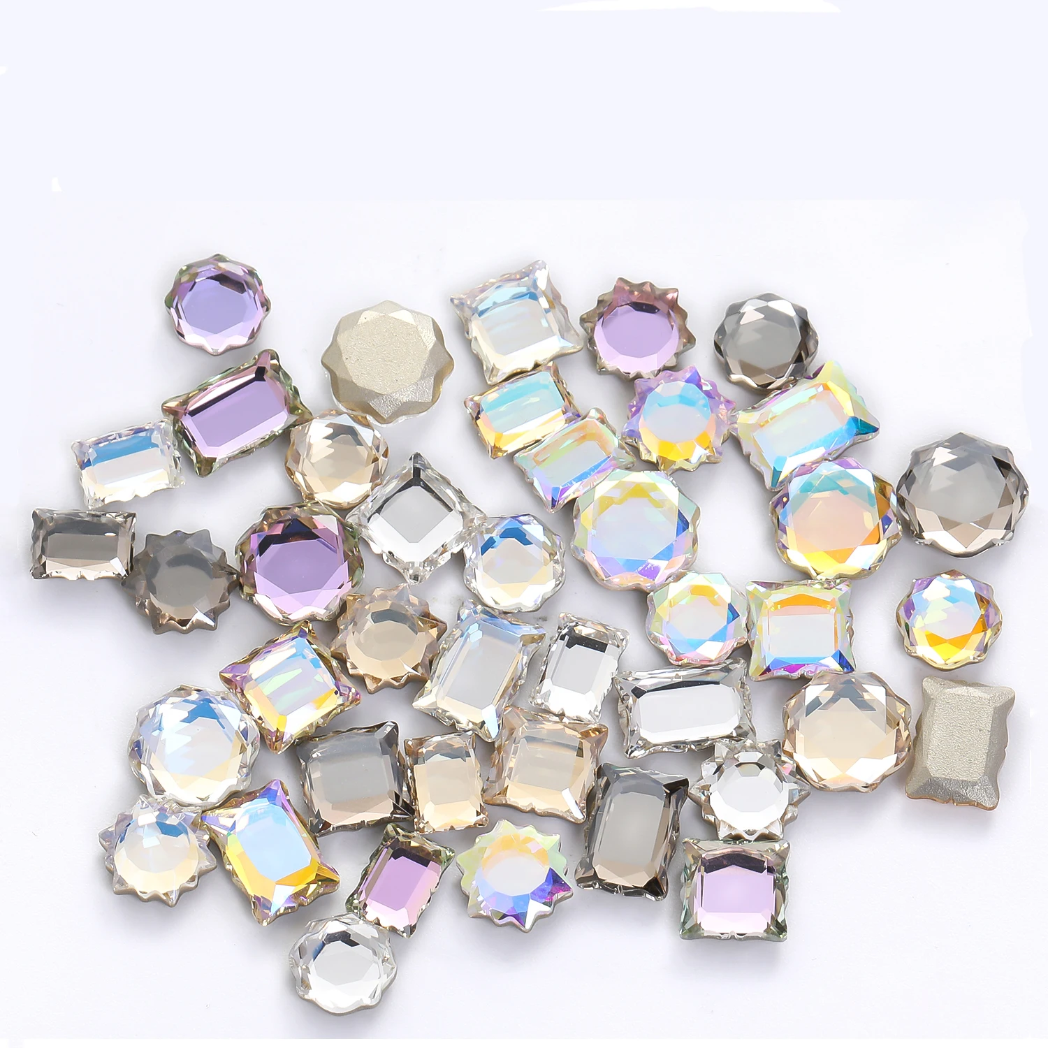 

Xichuan New fancy magic mirror series 4 shaped shiny 7 colors flatback crystal stone k9 glass jewelry crafts strass rhinestones