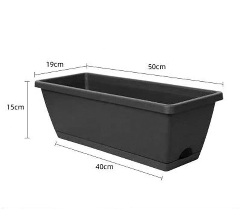 

Rectangular Vegetable Planting Pot Household Indoor Balcony Resin Flower Pot Vegetable Planting Box, Dark grey and light grey