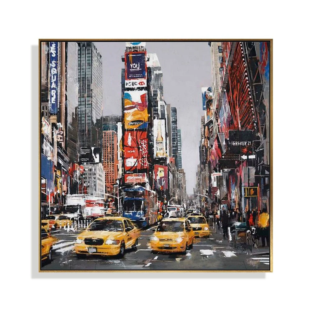 

Handmade Wall Hangings Canvas Oil Paintings Modern City Building Art Picture For Living Room