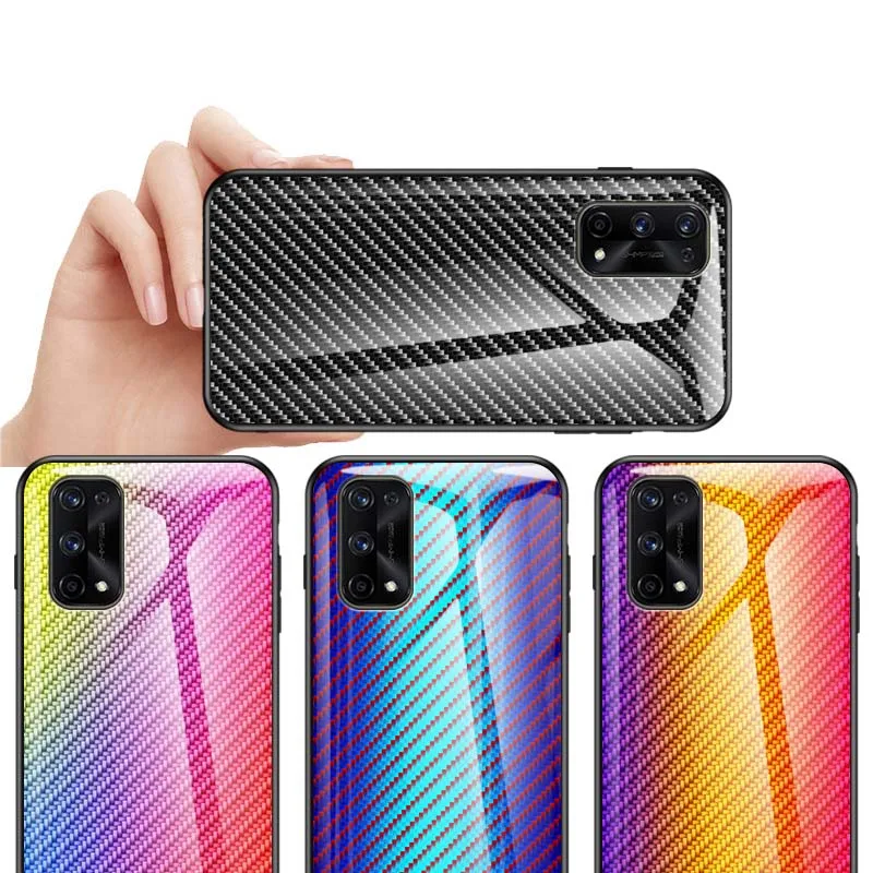 

Colorful TPU Bumper Tempered Glass Phone Case For OPPO Realme 7 Pro Poco X3 C11 C15 C3 Note 10 Lite S10 Lite