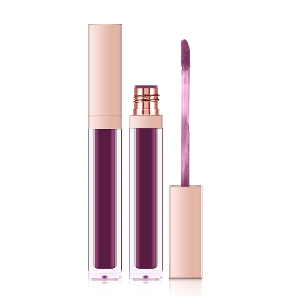 

Matte liquid lipstick vegan square gold tube lipgloss pigment liquid lipstick creulty free