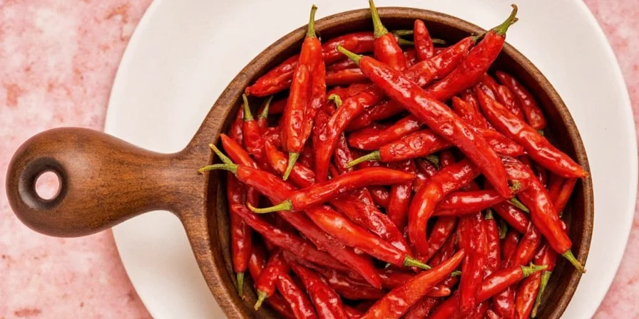 Dried chilies stored in glass jars on a shelf
