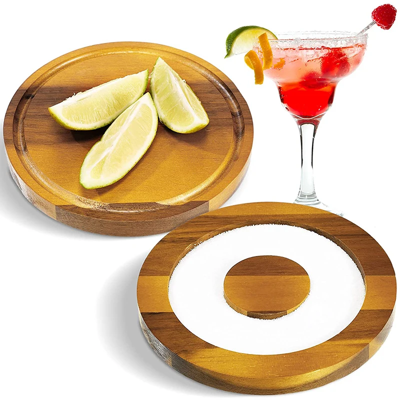 

stripe wooden acacia rimmer with lid for bar accessories margarita wine cocktail, Customized color