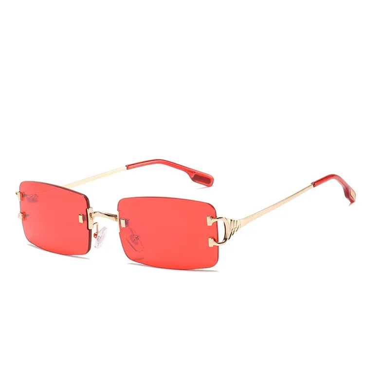 

2021 New trend Rectangular rimless ocean lens shades custom logo women small square sunglasses, Mix color or custom colors
