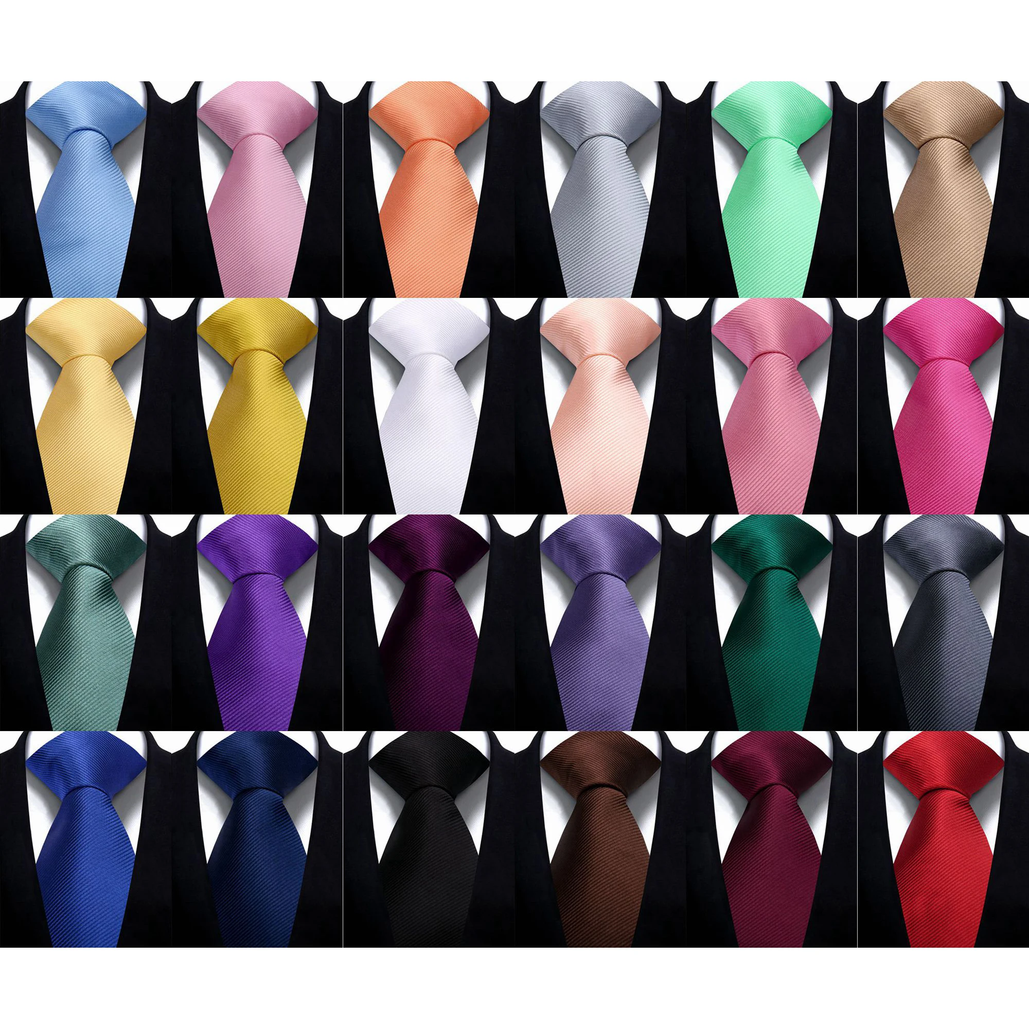 All of Colors Solid Men Neckties Classic Quality Polyester Silk Ties Men Plain Ties for Men