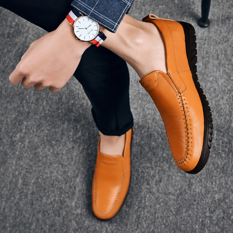 

Hot Sale Leather Men Shoes Luxury Brand Casual Shoes Men's Sneakers Big Size 47 Breathable Leisure Male Footwear Chaussure Homme