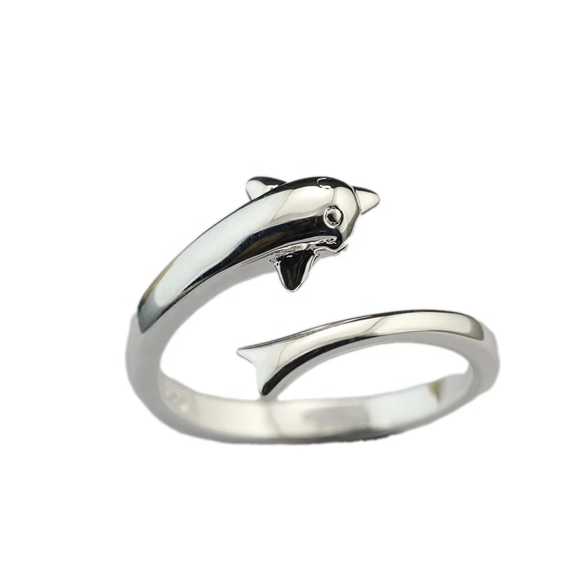 

hot sale silver jewelry dolphin ring gold plated Openings ring cute simple style party gift 925 Sterling silver rings, White gold (rose gold, yellow are avaliable)